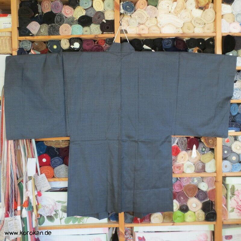 Chuga Giga Manga Futter - Haori Jacke blauer Seiden Tsumugi