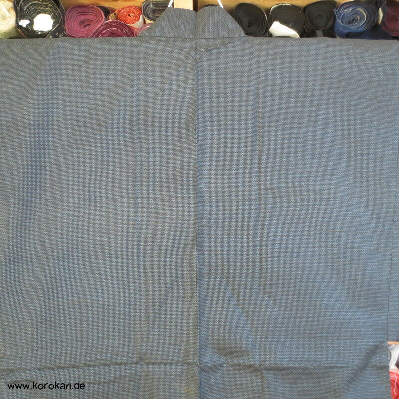 Chuga Giga Manga Futter - Haori Jacke blauer Seiden Tsumugi