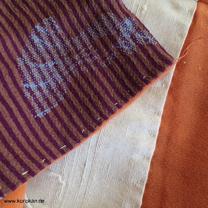 Genji Räder und Chrysanthemen antiker Komon Kimono, leichter Crepe