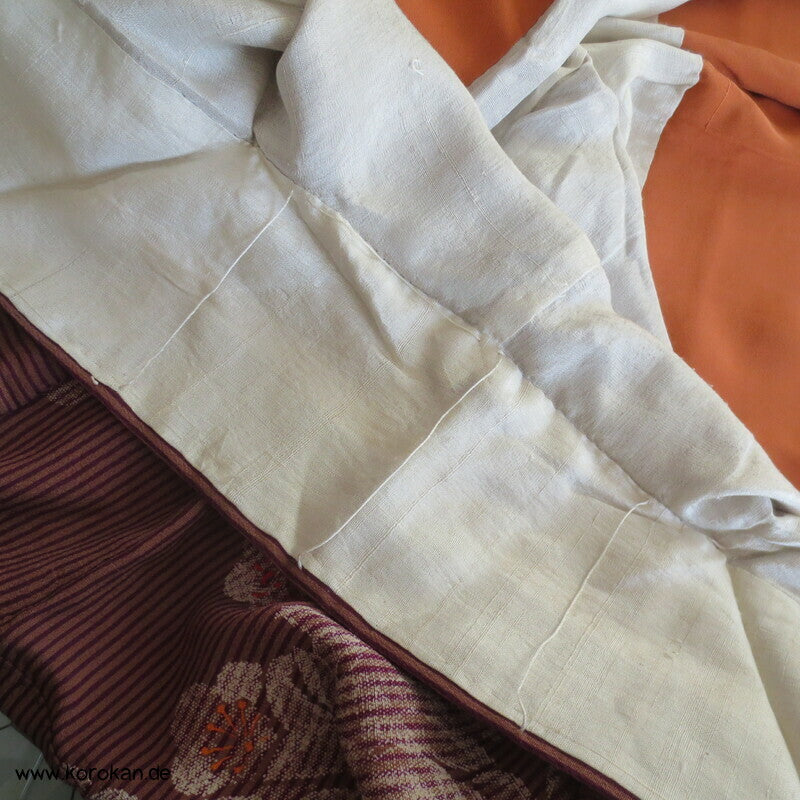 Genji Räder und Chrysanthemen antiker Komon Kimono, leichter Crepe