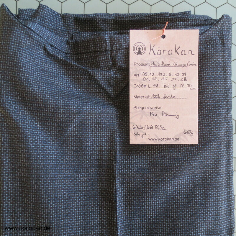 Chuga Giga Manga Futter - Haori Jacke blauer Seiden Tsumugi
