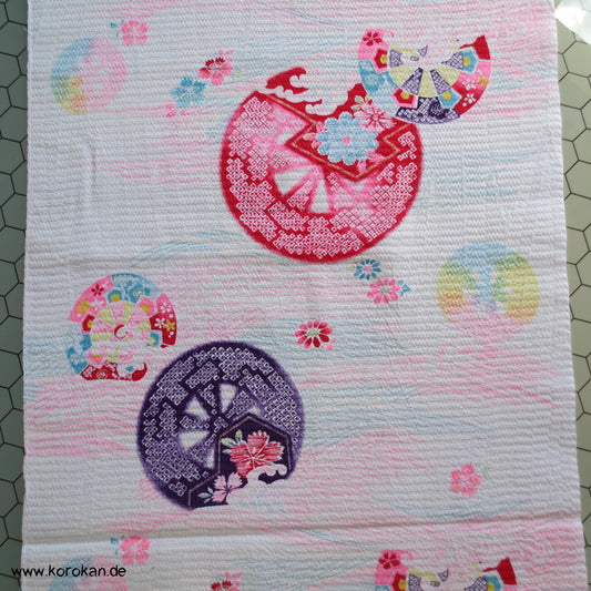 Genji Wasserräder, Blüten Yukata Baumwoll Seersucker