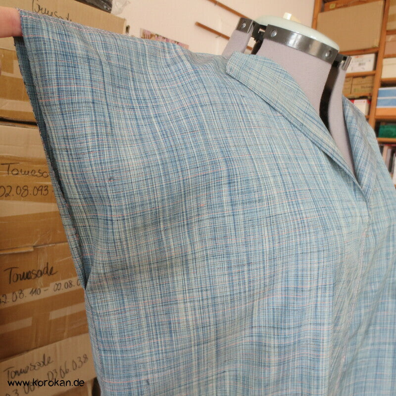 Overall aus feinkarierter Tsumugi Seide, Araihari Kimono