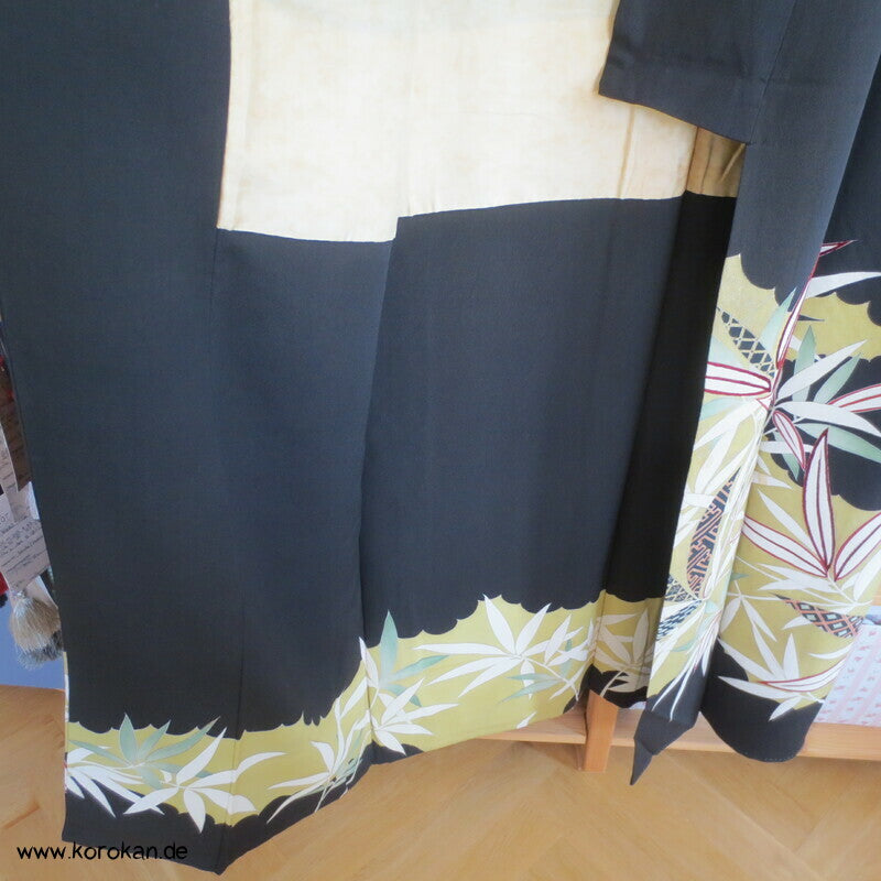 Bambusgräsersaum Tomesode Kimono Seidencrepe