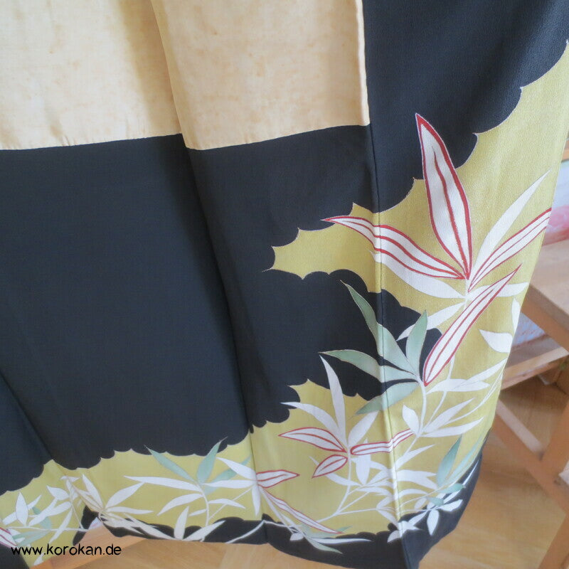 Bambusgräsersaum Tomesode Kimono Seidencrepe
