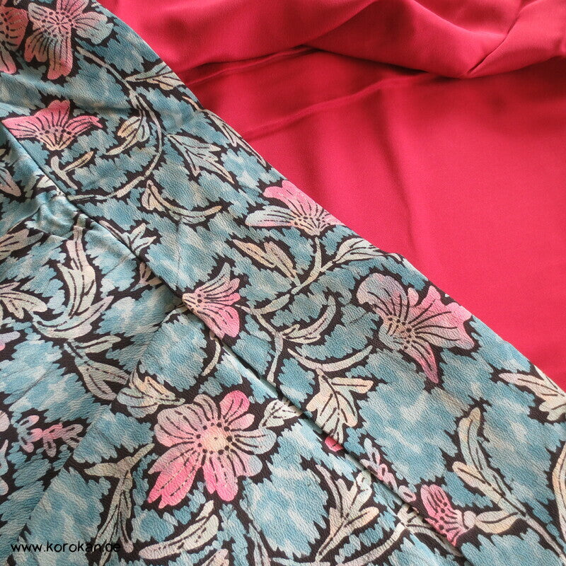 Seidencrepe indische Blume japansicher Komon Kimono