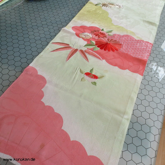Fächer Rinzu Damast Seide, Stickerei, Furisode Stoffstücke