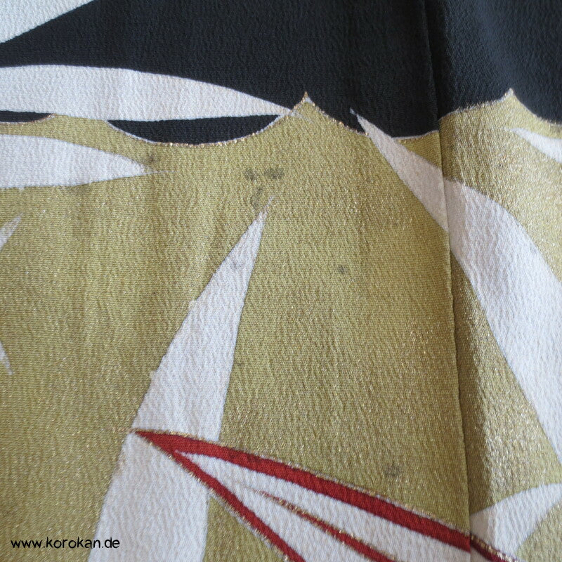 Bambusgräsersaum Tomesode Kimono Seidencrepe