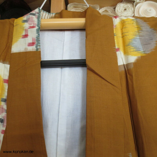 Japan Art Deco abstrakte Muster auf curry Meisen Seiden Kimono