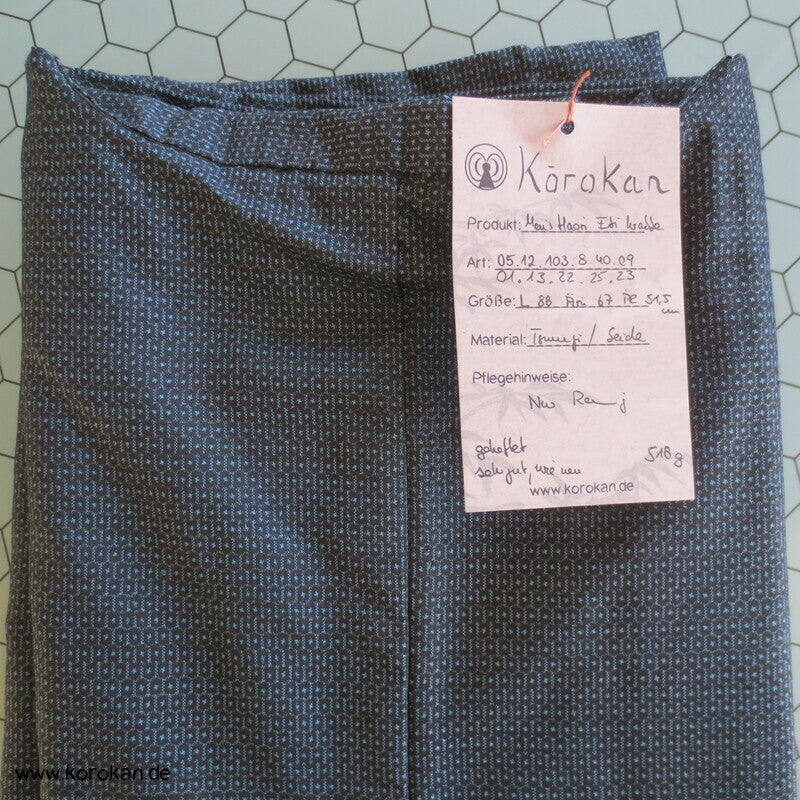 blauer Tsumugi Kasuri Seiden Haori, Langustendruck Futter