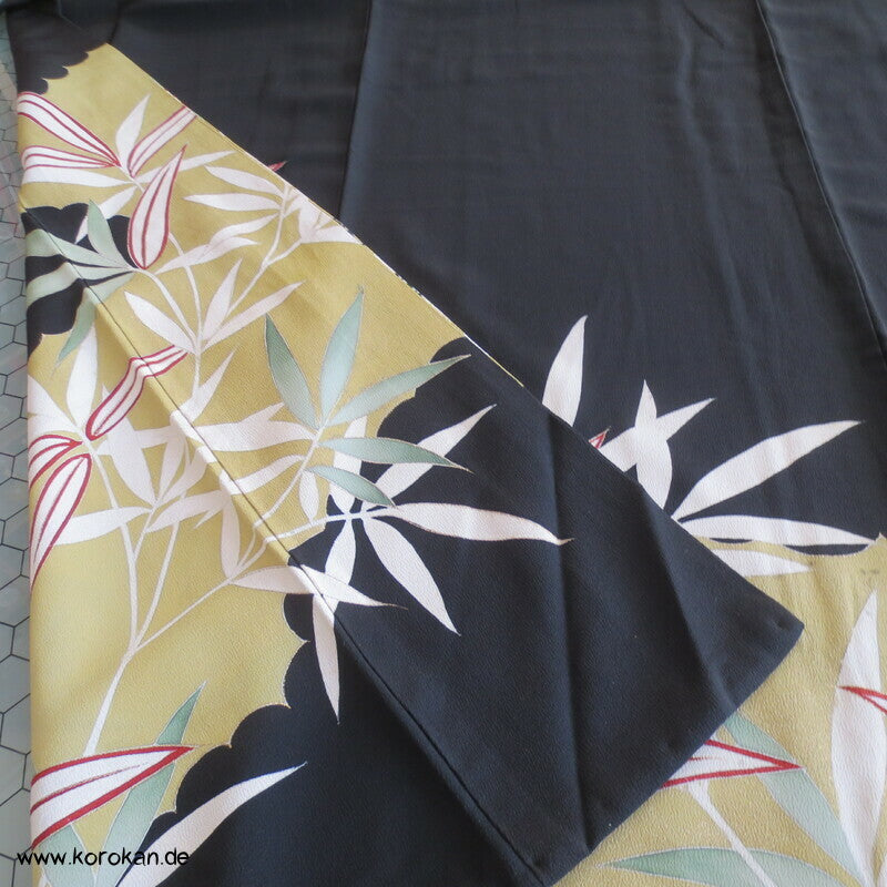 Bambusgräsersaum Tomesode Kimono Seidencrepe