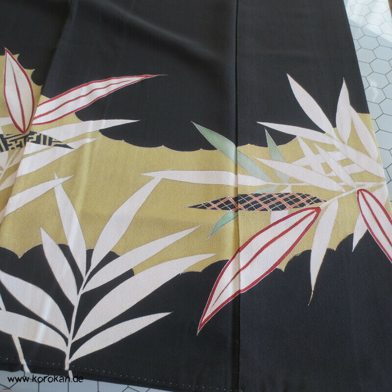 Bambusgräsersaum Tomesode Kimono Seidencrepe