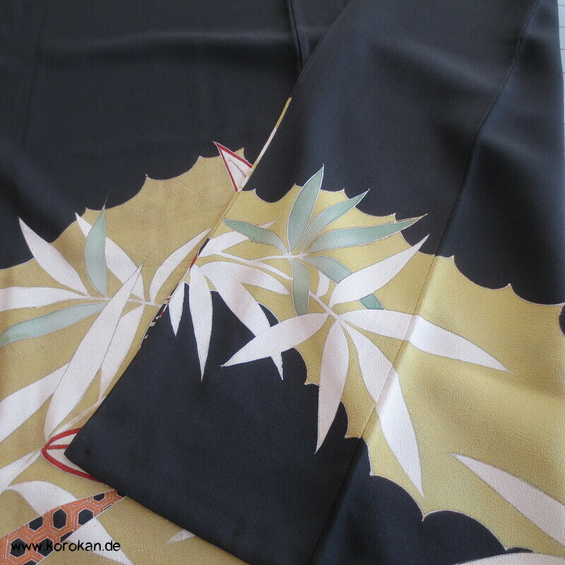 Bambusgräsersaum Tomesode Kimono Seidencrepe