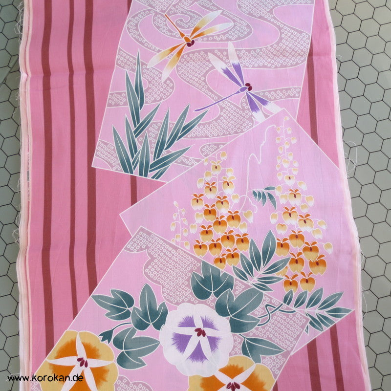 Shikishi, Ackerwinden, Wisteria, Libelle Yukata Kimono Baumwoll Stoff