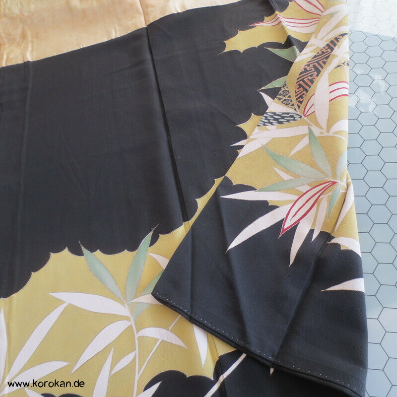 Bambusgräsersaum Tomesode Kimono Seidencrepe