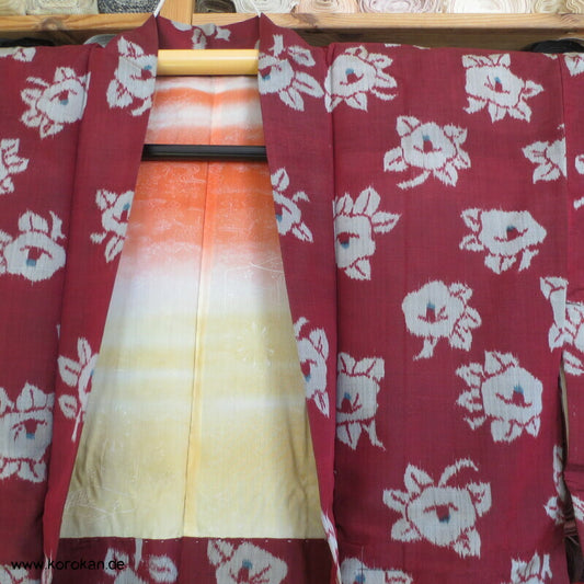 Japan Art Deco Kamelien Meisen Seiden Haori Kimono Jacke