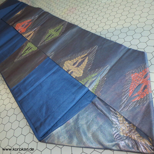 Kranich - Diamanten Nagoya Brokat Obi - schillernd changierend