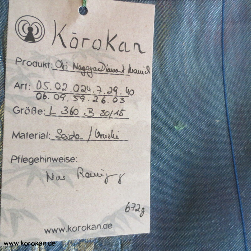Kranich - Diamanten Nagoya Brokat Obi - schillernd changierend