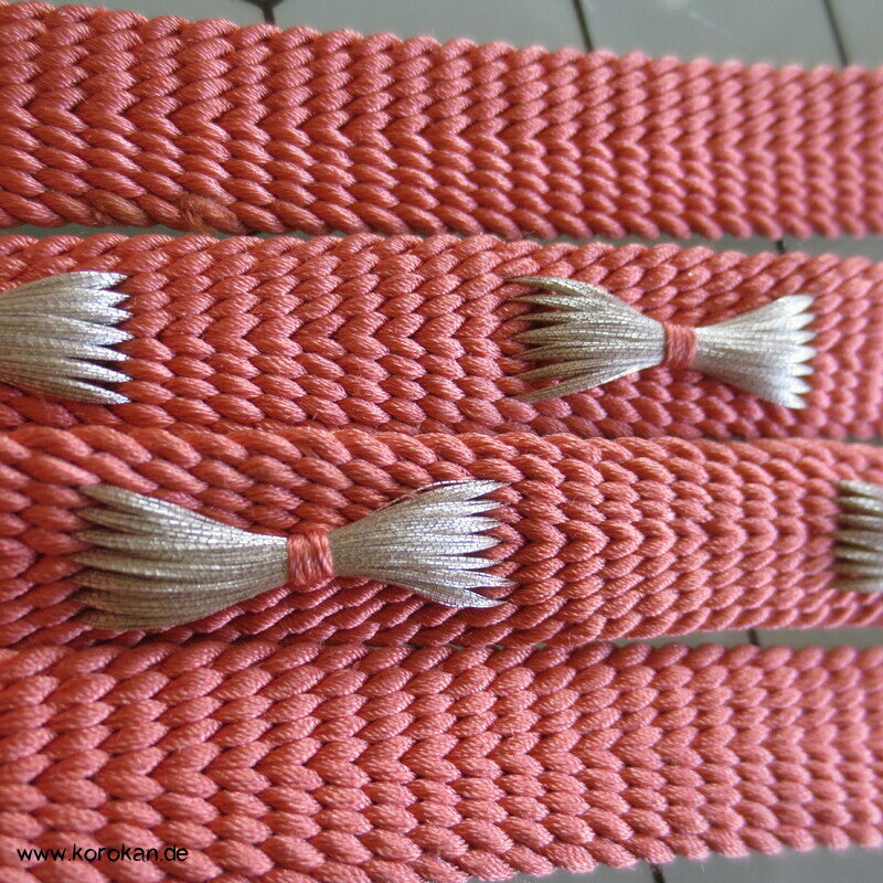 altrosa silber Obijime, Seide / Lurex in Pappbox