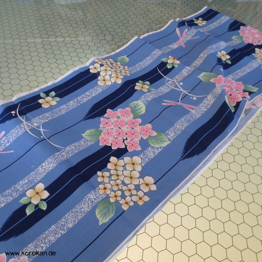 Hydrangea, Arrowstreifen, Libellen Yukata Kimono Baumwollstoff