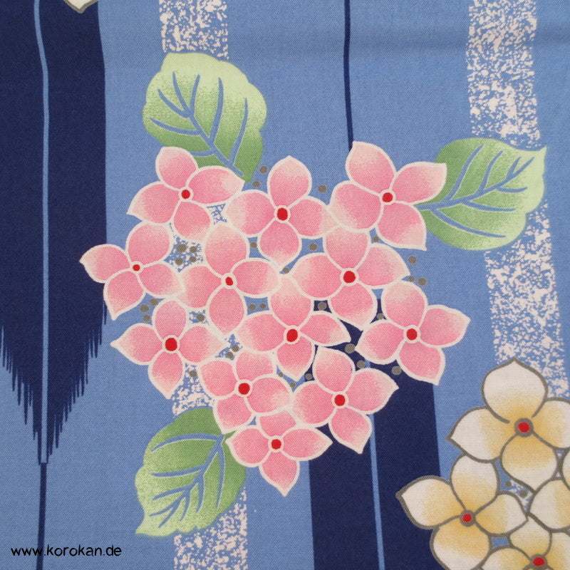 Hydrangea, Arrowstreifen, Libellen Yukata Kimono Baumwollstoff