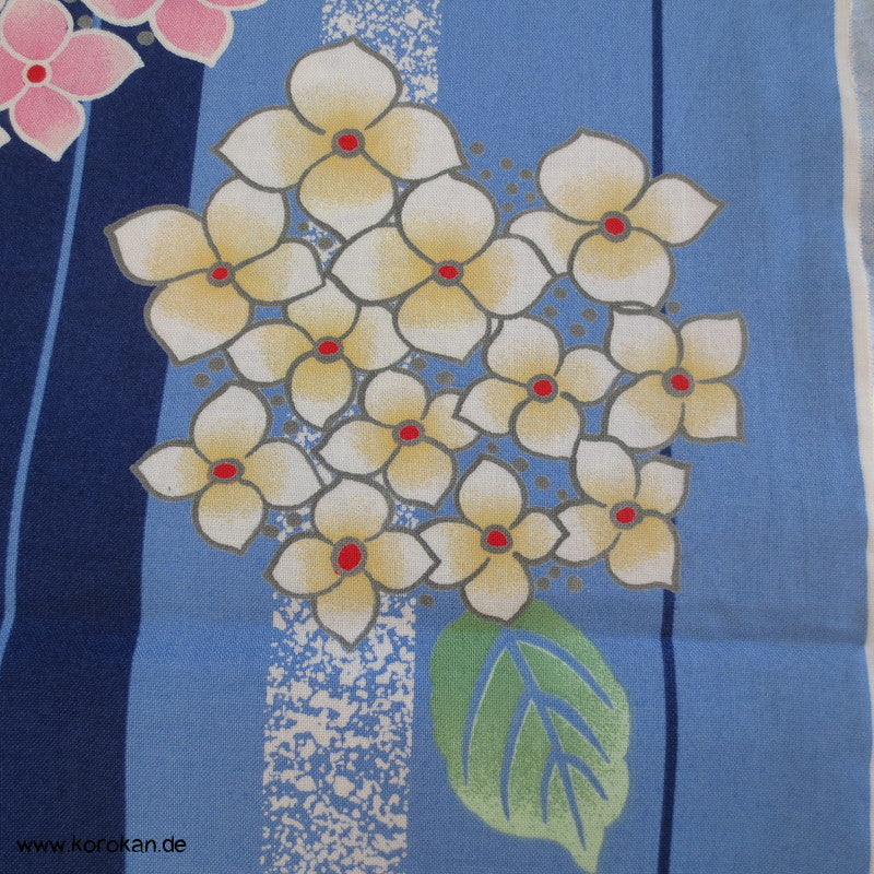 Hydrangea, Arrowstreifen, Libellen Yukata Kimono Baumwollstoff