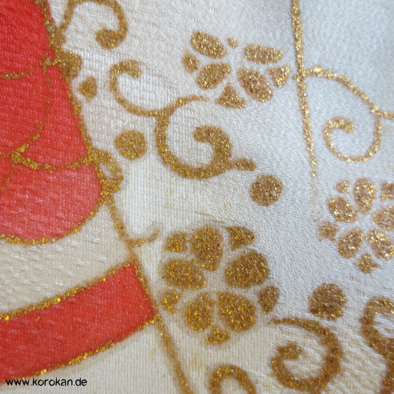rosa Wolken, goldener Bambus Kimono Seide