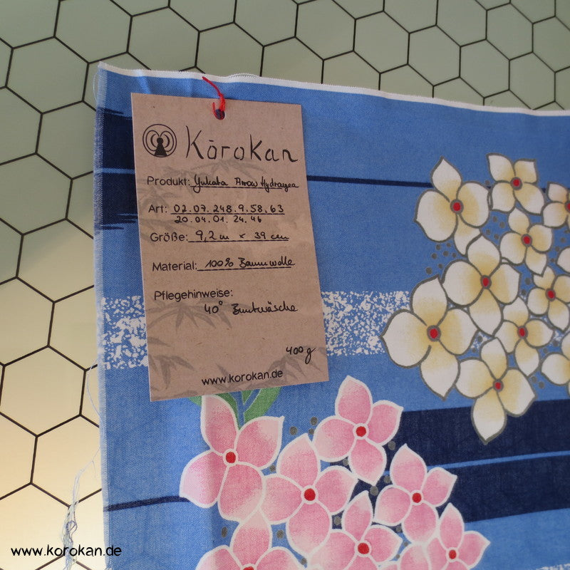 Hydrangea, Arrowstreifen, Libellen Yukata Kimono Baumwollstoff