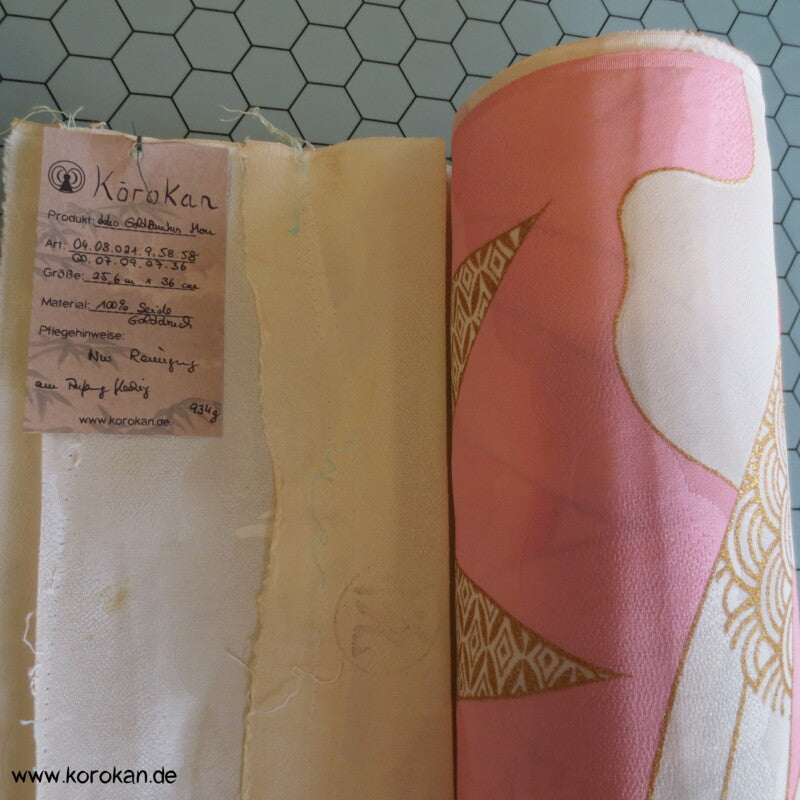 rosa Wolken, goldener Bambus Kimono Seide
