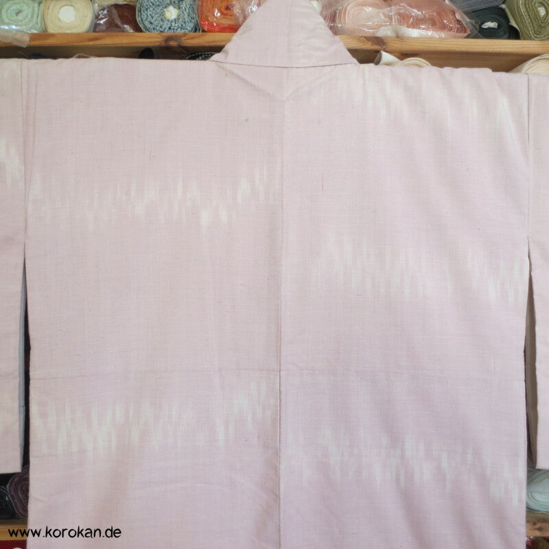 japanischer zartrosa Sakura Kasuri Nebel Tsumugi Seiden Kimono