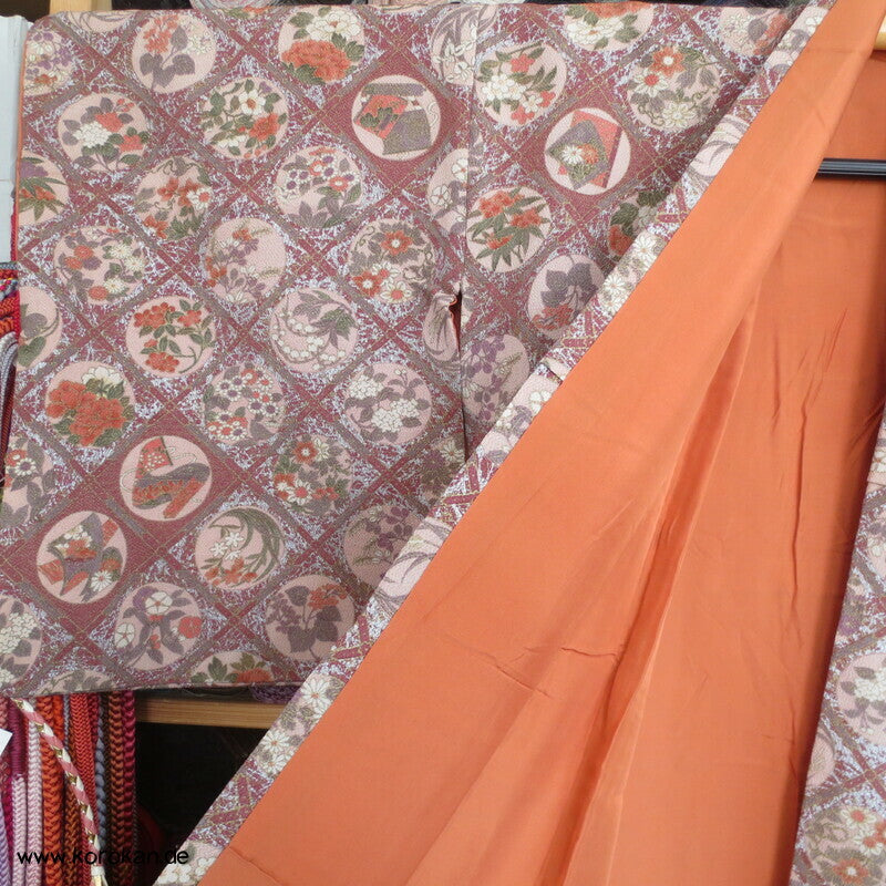 festlicher diagonales Gittermuster Komon Kimono