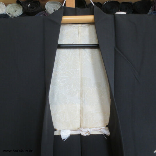 Bambus am Gitter, teilbestickt Haori, mit Himo