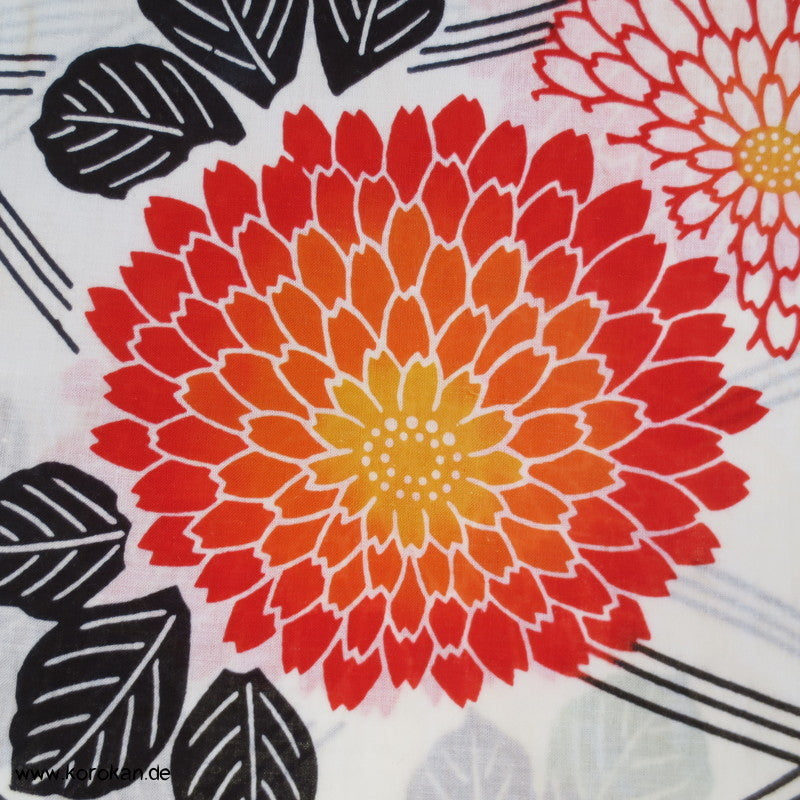 Mangiku Kugelchrysanthemen groß bunt Yukata Kimono Baumwolle