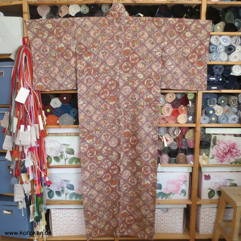 festlicher diagonales Gittermuster Komon Kimono