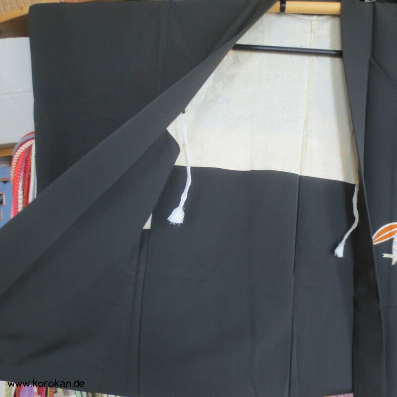 Bambus am Gitter, teilbestickt Haori, mit Himo