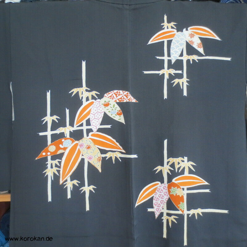 Bambus am Gitter, teilbestickt Haori, mit Himo