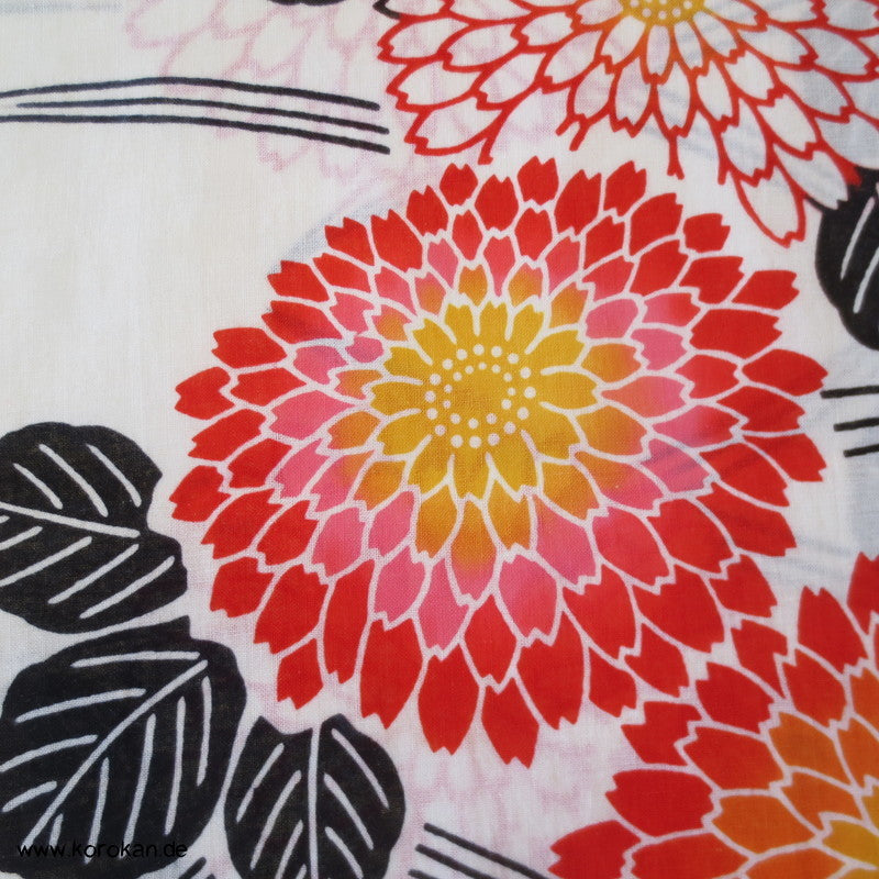 Mangiku Kugelchrysanthemen groß bunt Yukata Kimono Baumwolle
