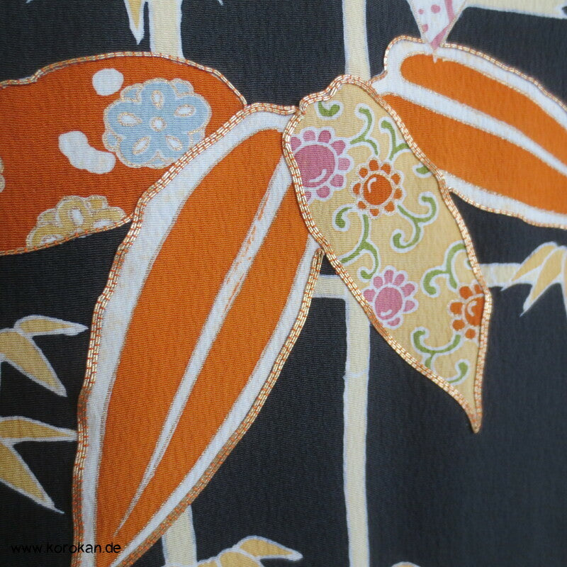 Bambus am Gitter, teilbestickt Haori, mit Himo