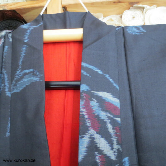 Japan Magnolien auf schwarz Meisen Seiden Kimono