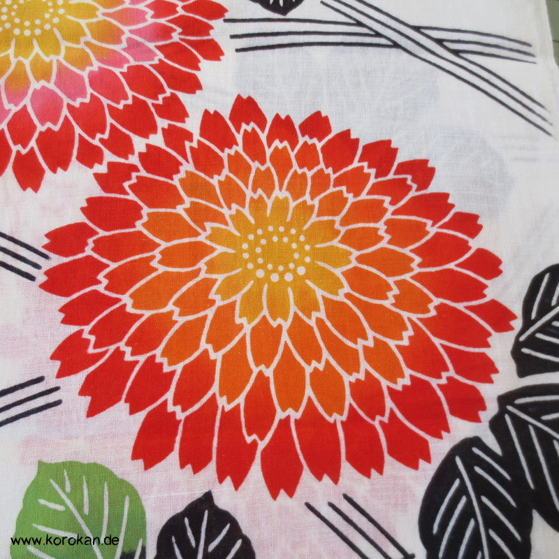 Mangiku Kugelchrysanthemen groß bunt Yukata Kimono Baumwolle