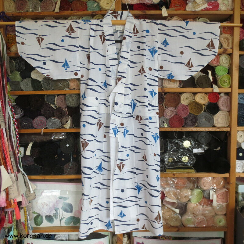 Yukata Kimono für Kinder, Segelboote und Wellen
