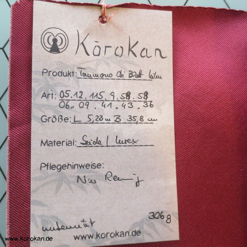 silberner Ahorn, goldene Kiku auf dunkelrot Obi Seidenbrokat