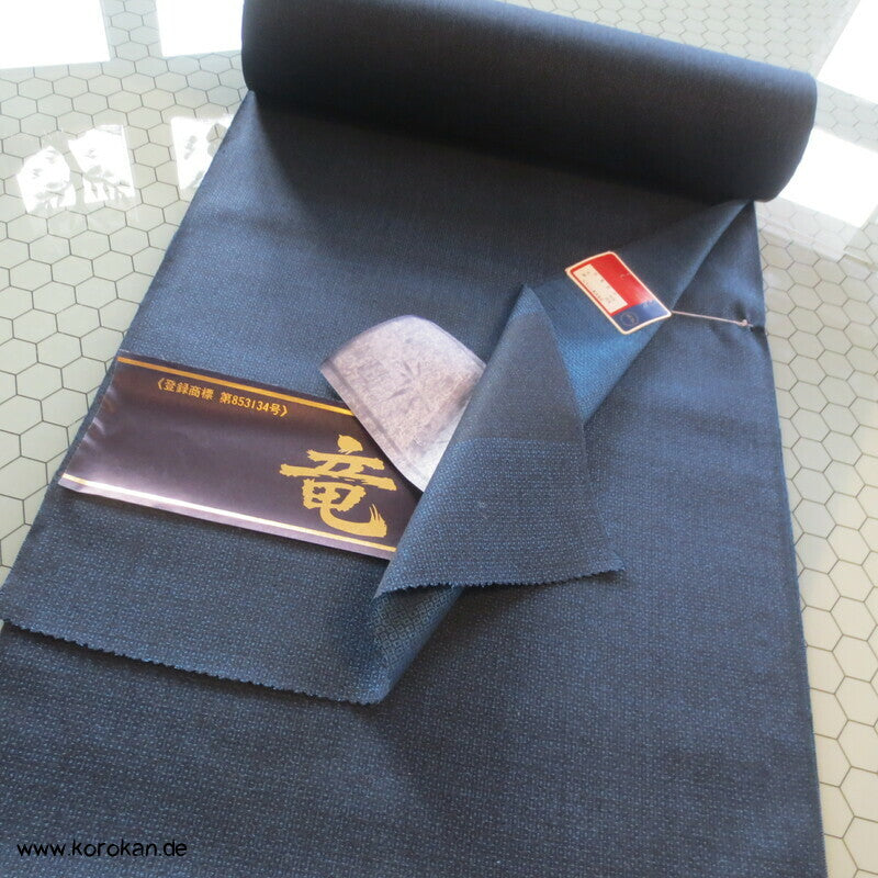blau schwarzer Kikko Wolle / Seide Männer Kimono Ensemble Tanmono