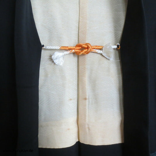 Urushi Bambus auf schwarz Haori Kimono Jacke, runde Himo