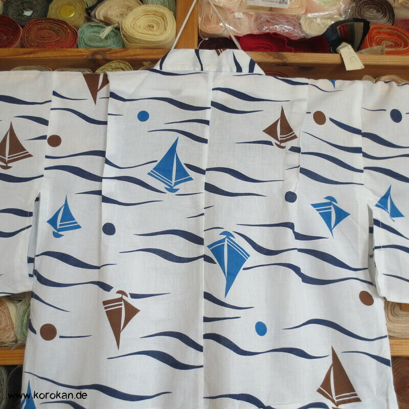 Yukata Kimono für Kinder, Segelboote und Wellen