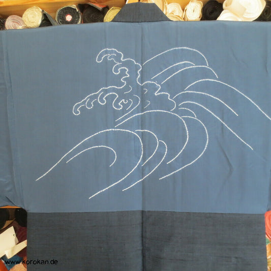 Tsumugi Seiden Haori Jacke, Shibori Wellenkamm Futter
