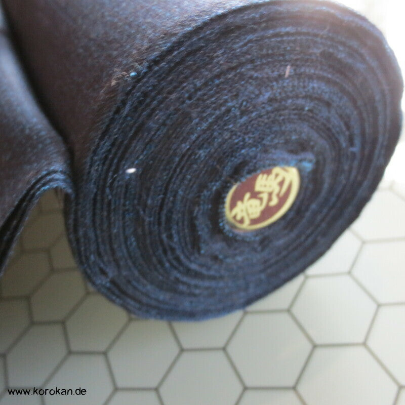 blau schwarzer Kikko Wolle / Seide Männer Kimono Ensemble Tanmono