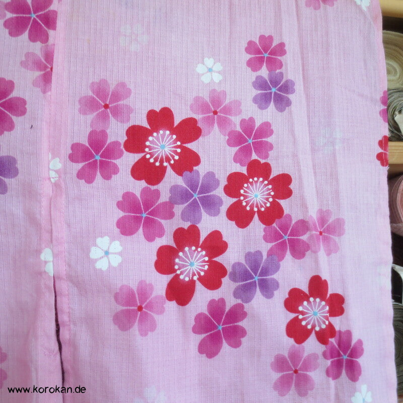 Yukata Kimono für Mädchen, Sakura Blüten auf rosa