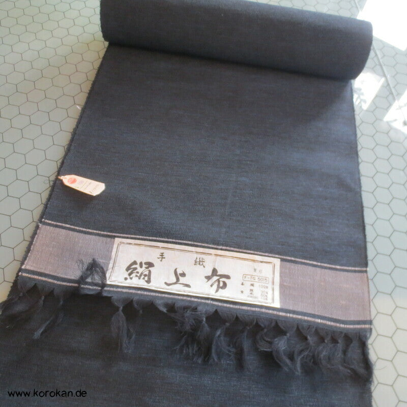 blau melierte Wolle / Seide grober Tsumugi Männer Kimono Tanmono