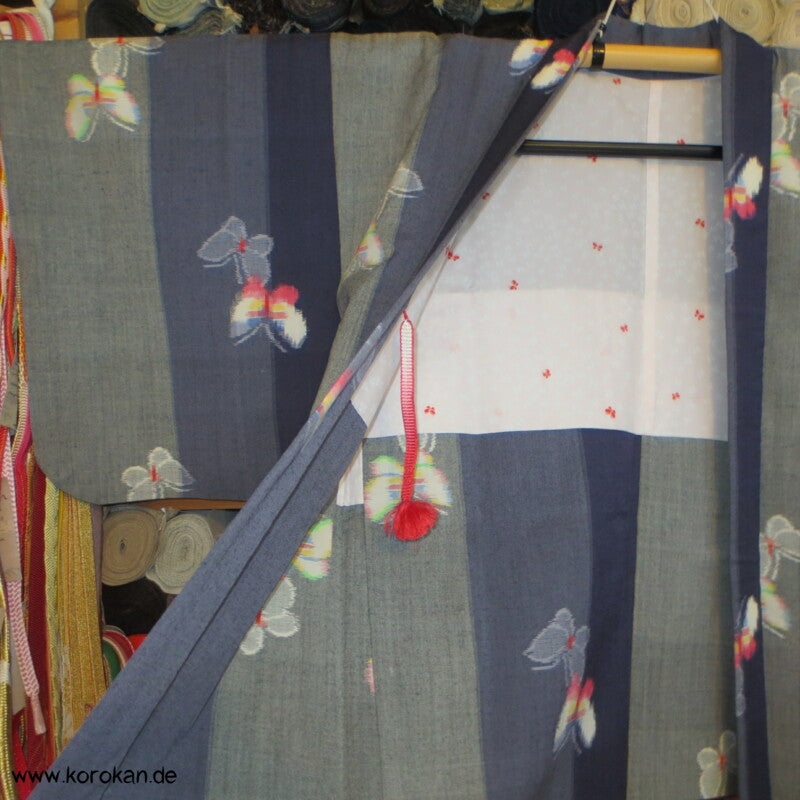Schmetterling Kasuri Woll Haori Kimono Jacke